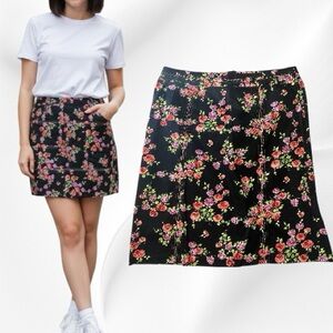 Notations Floral Cotton Straight Skirt Size Large